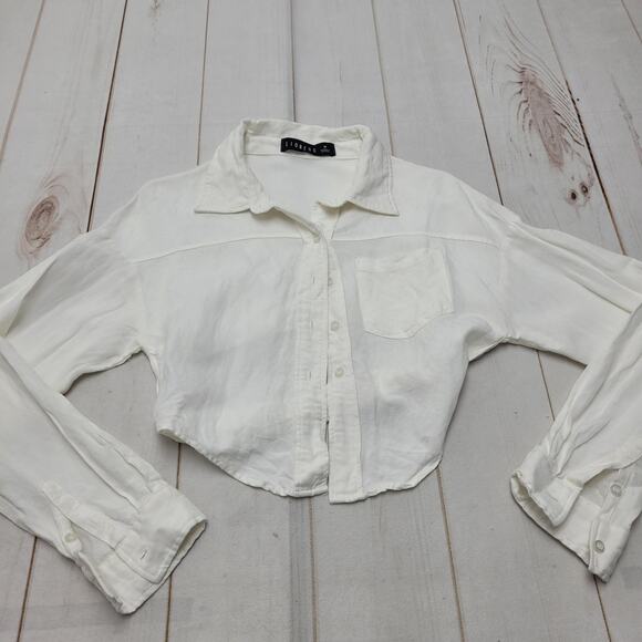 Lioness linen crop button down shirt top - Picture 1 of 7